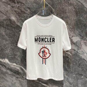 M0ncler T-Shirt White Cotton Men's Luxury Italian Stylish Logo Tee Short Sleeve
